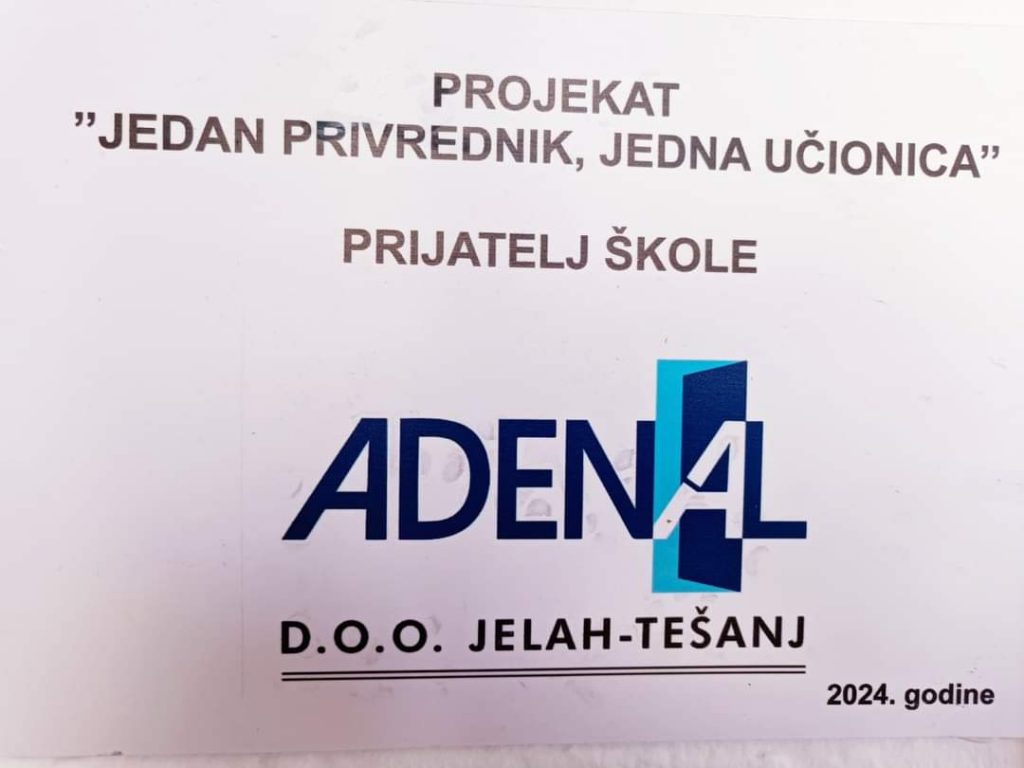 Firma ADENAL Jelah postaje partner Mješovite srednje škole Tešanj