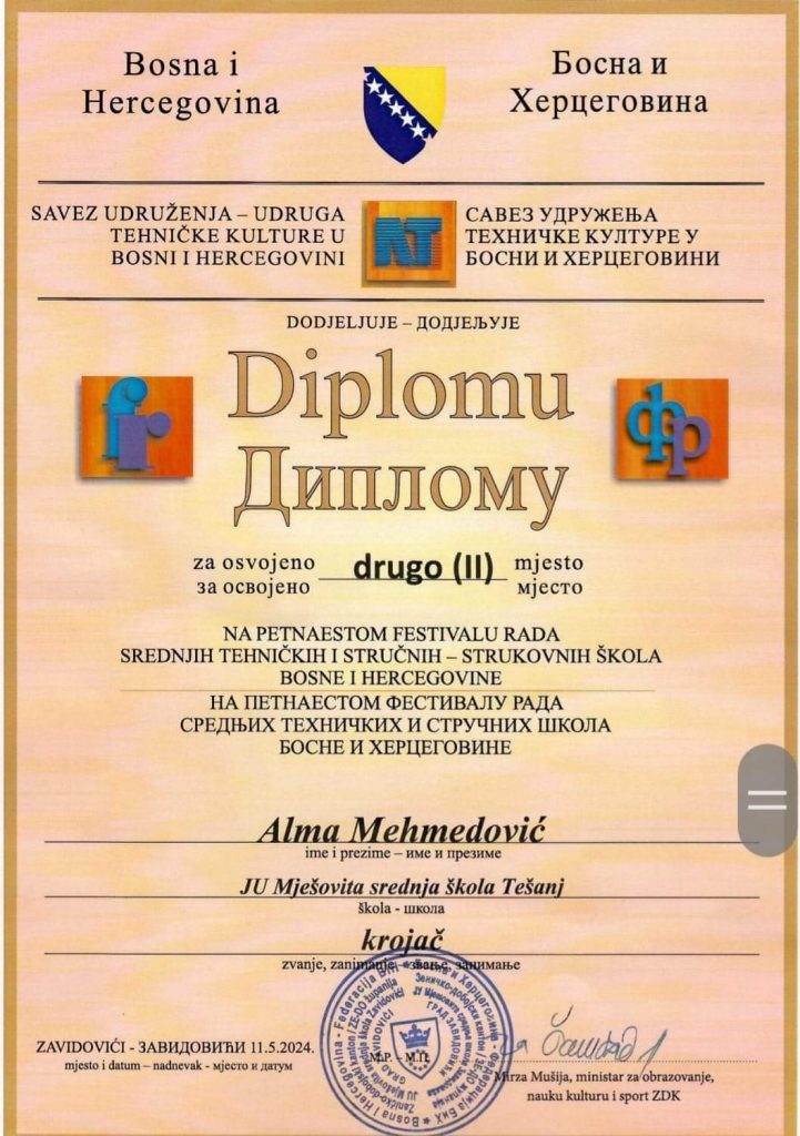 Naši učenici ostvarili izvanredne rezultate na Festivalu rada u Zavidovićima Naši učenici ostvarili izvanredne rezultate na Festivalu rada u Zavidovićima
