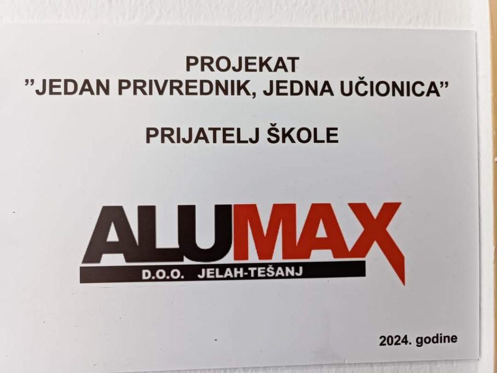 Firma Alumax Jelah prijatelj Mješovite srednje škole Firma Alumax Jelah prijatelj Mješovite srednje škole