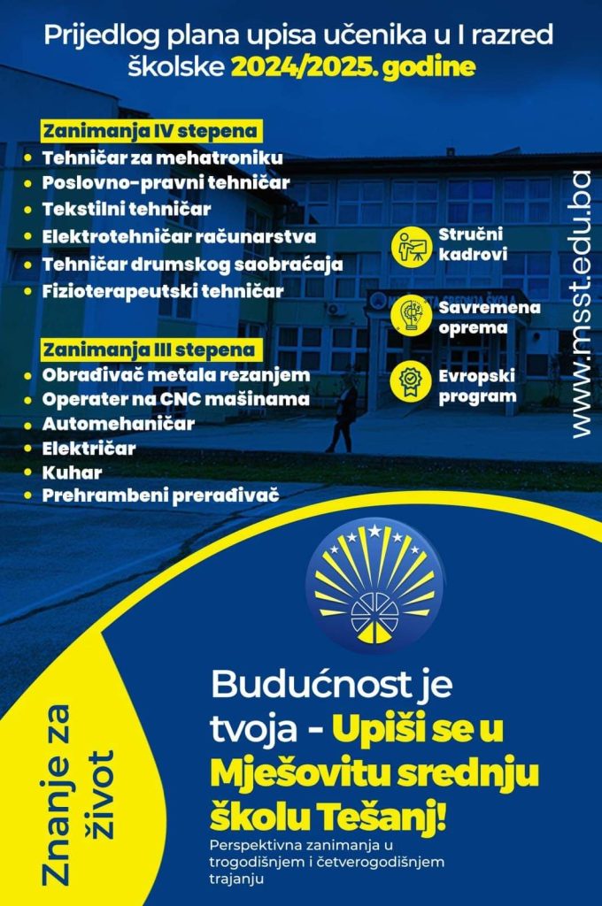 Obavještenje o upisu učenika u prvi razred Obavještenje o upisu učenika u prvi razred