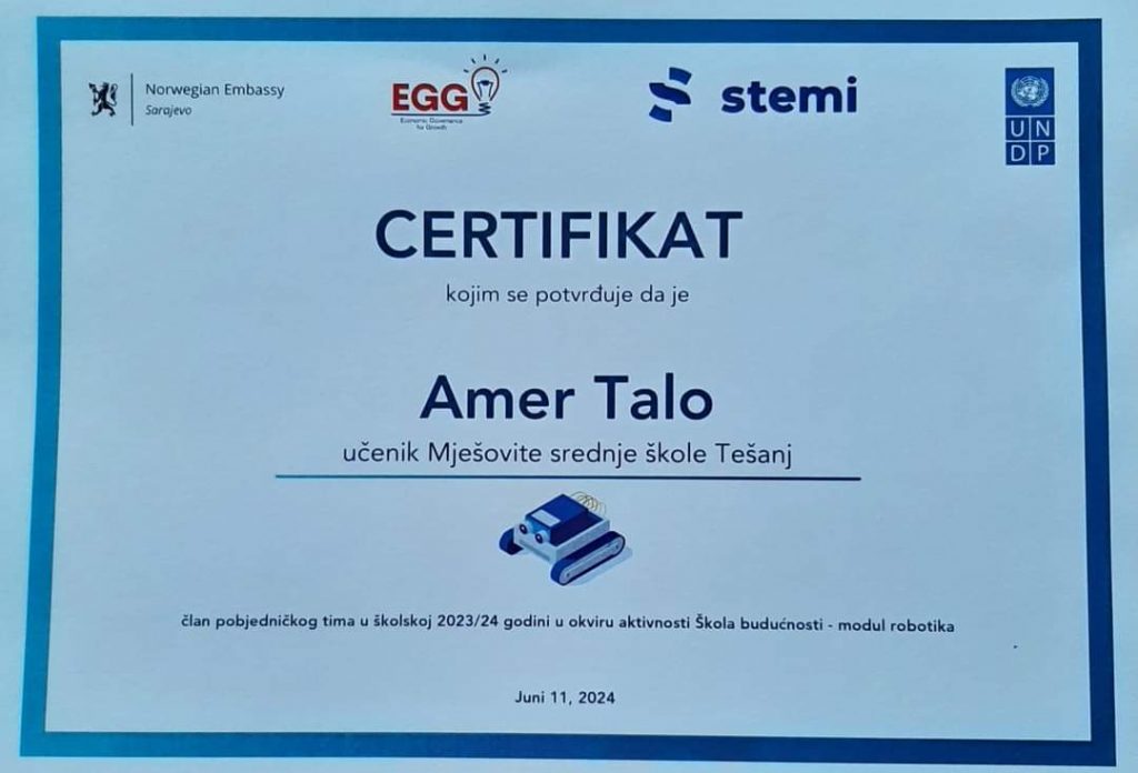 Mješovita srednja škola nagrađena za najbolji srednjoškolski projekat "Škole budućnosti" u oblasti robotike 🥇🥇 Mješovita srednja škola nagrađena za najbolji srednjoškolski projekat "Škole budućnosti" u oblasti robotike 🥇🥇