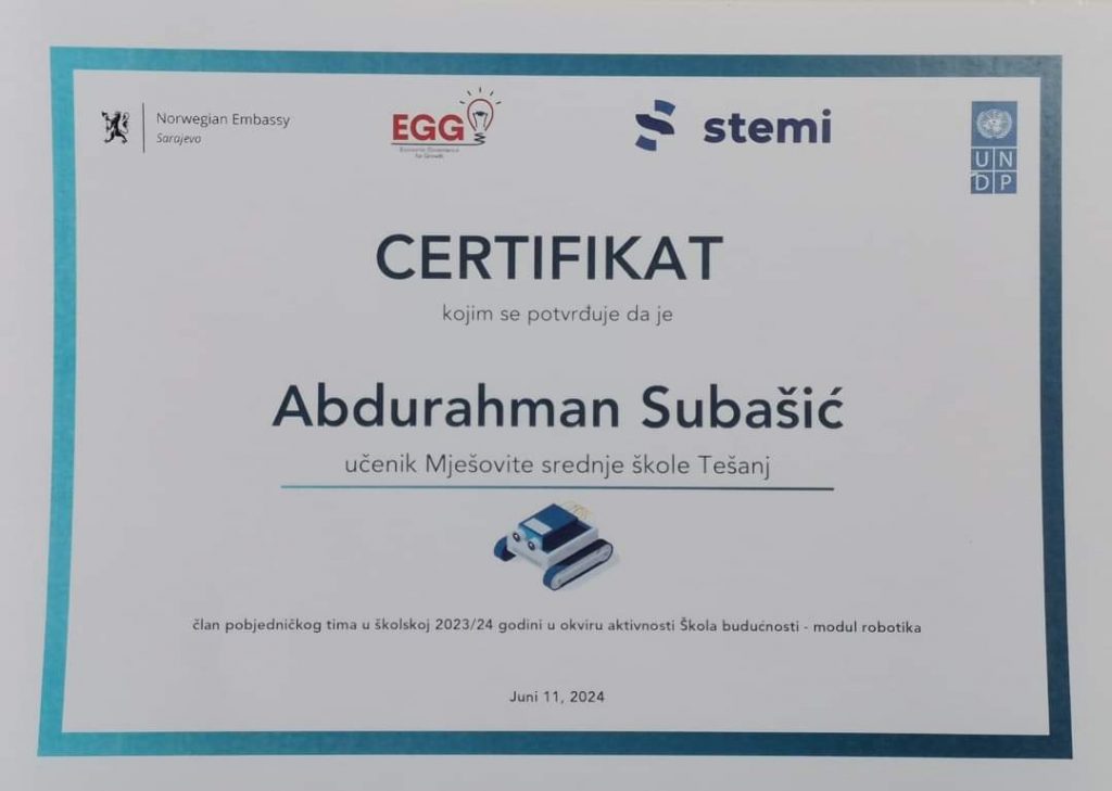 Mješovita srednja škola nagrađena za najbolji srednjoškolski projekat "Škole budućnosti" u oblasti robotike 🥇🥇 Mješovita srednja škola nagrađena za najbolji srednjoškolski projekat "Škole budućnosti" u oblasti robotike 🥇🥇