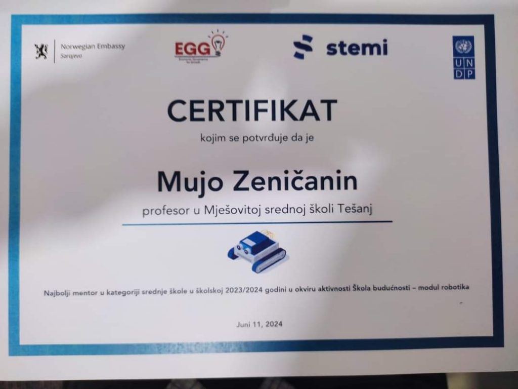 Mješovita srednja škola nagrađena za najbolji srednjoškolski projekat "Škole budućnosti" u oblasti robotike 🥇🥇 Mješovita srednja škola nagrađena za najbolji srednjoškolski projekat "Škole budućnosti" u oblasti robotike 🥇🥇