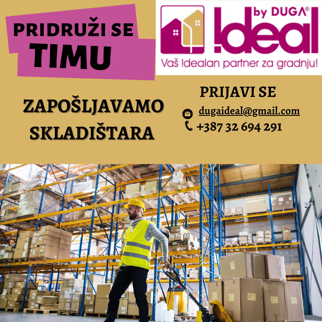 Duga Ideal d.o.o. zapošljava skladištara Duga Ideal d.o.o. zapošljava skladištara