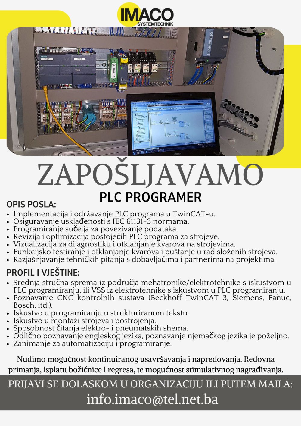 IMACO SYSTEMTECHNIK: Potreban monter i programer IMACO SYSTEMTECHNIK: Potreban monter i programer